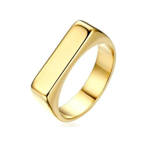 HelloLook Chic Narrow Band Ring 18K Gold Plated Stainless Steel Geometry Stacking Rings for Women Trendy Jewelry