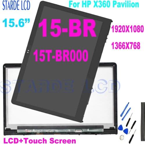 For HP Pavilion x360 15-BR 15T-BR000 15 br052od 15 br018na 15 br005nm 15 br010nd LCD Display Panel Touch Screen Digitizer Glass
