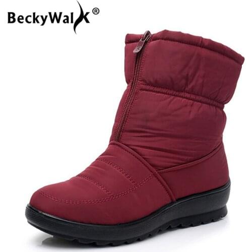 Winter women boots mid-calf down boots girls warm fur shoes woman plush insole botas female waterproof ladies snow boots WSH3146