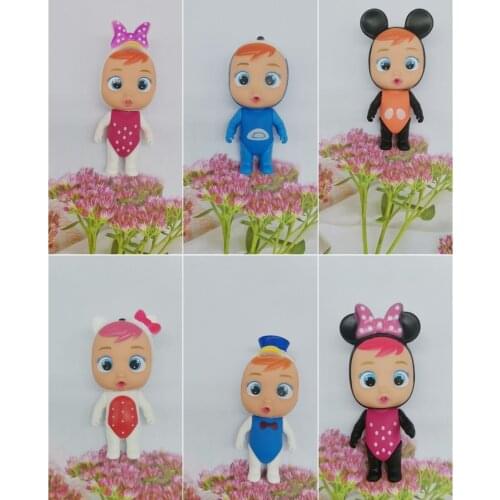 1Pcs 12cm Cry Doll Baby With Pacifier Corsage Water Bottle Mini Doll Toys Gift Children Girls Birthday Gift Doll