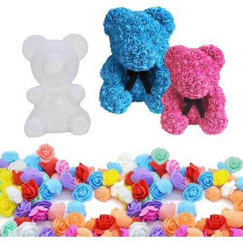 100Pcs 3Cm Foam Rose Artificial Flower Head DIY Foam Bear Decoration Home Christmas Wedding Festival Party Supplies Accessories