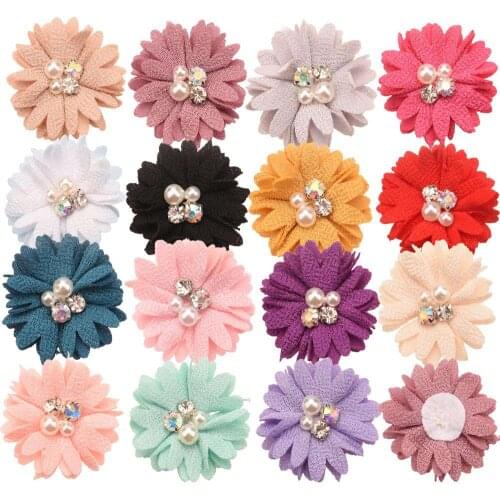 160PCS 5CM Farbic Flower Pearl Cluster Cute Hair Accessories for Girls Hairclip Supplies Barrette Diy Hair Bows for Baby Girls