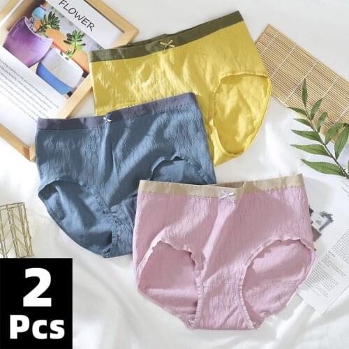 2 Pcs Womens Briefs Comfortable Cotton Soft Seamless Abdomen Cotton High Waist Super Elasticity Underwear Women Sexy Panties