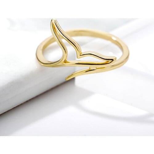 2021 Trend Fashion Mermaid Fishtail Rings For Women Vintage Wedding Ring Romantic Hawaiian Beach Jewelry Valentine Gift For Girl