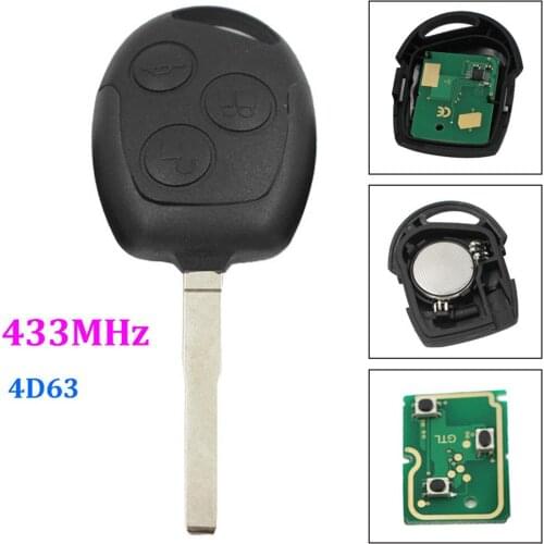 3 buttons Car Remote Key For 2005 2006 2007 2008 2009 2010 2011 Focus 2011-2012 Fiesta Series 433MHz 4D63 Chip Keyless Entry