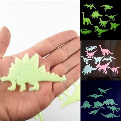 9Pcs/Set 3D Creative PVC Luminous Dinosaurs Wall Stickers Glow In Dark Dinosaurs Decor For Baby Children Kid Room Removable Wall