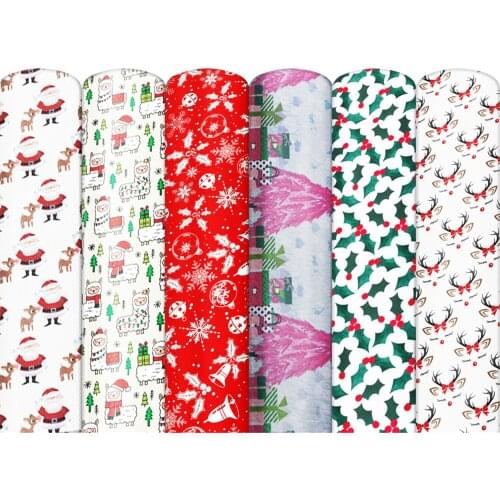 David accessories 20*33cm Christmas Lychee Faux Synthetic Leather Fabric, DIY Sewing Hair Bow Bag Crafts Material,1Yc13985