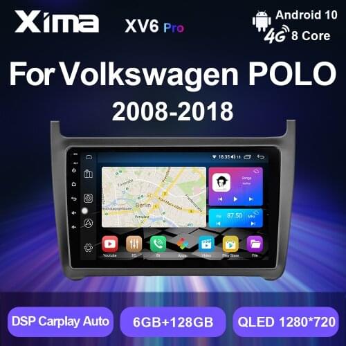 XIMA Car Radio 2 din Android 9.0 multimedia Player GPS navigation dvd Player Autoradio 4G LTE For VW Volkswagen POLO 2008-2020