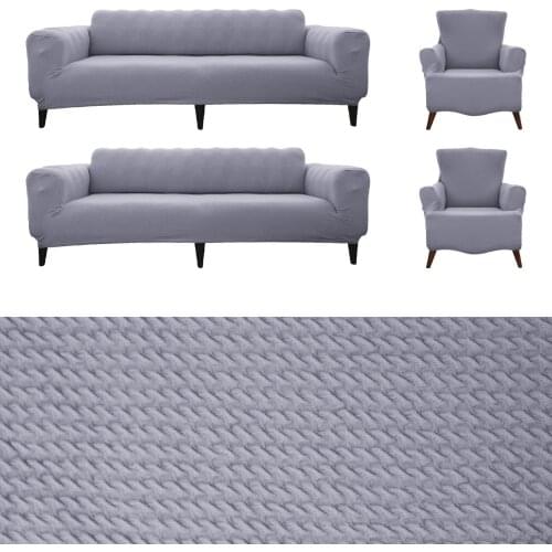 Jacquard Elastic Stretch Sofa Cover Spandex Plain Couch Covers for (3+3+1+1) Seater Universal Sofas Sectional Livingroom