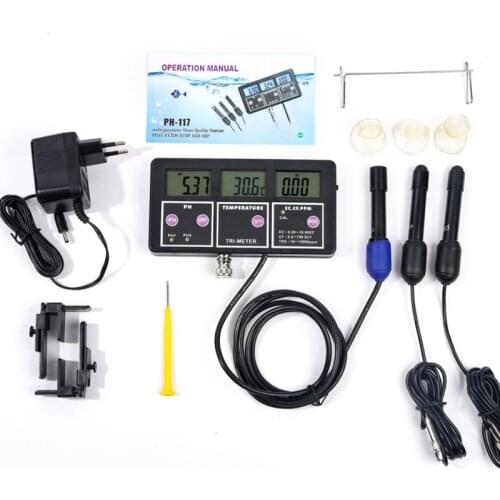 Multi-Functional Water Quality Monitor Digital LCD ORP pH RH Conductivity EC CF TDS(PPM) TEMP Meter Electrode Analyzer Backlit