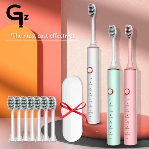 GeZhou Electric Toothbrush Rechargeable IPX7 Waterproof Sonic Toothbrush 6 Mode Travel Toothbrush with 8 Brush Head best gift