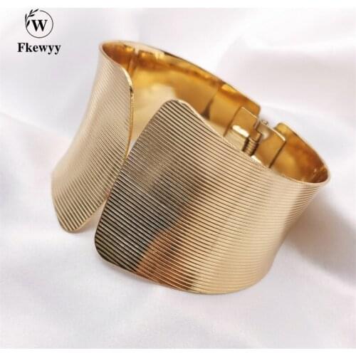 Fkewyy Punk Gold Plated Jewelry Charm Bracelets For Women Fashion Party Cuff Bracelet Girl Valentines Day Accessories Gift