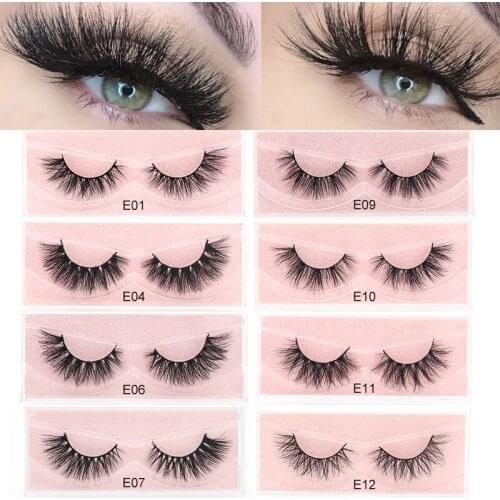 Handmade Faux Eyelashes Mink Eyelash Natrual Fluffy Makeup 3d Mink Eye lash Cruelty Free Lashes E01 Series