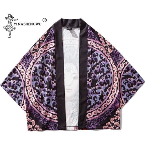 Japanese Kimono Traditional Yukata Women Harajuku Carp Print Kimono Cardigan Femme Shirt Kimono Cosplay Costume Asian Clothes