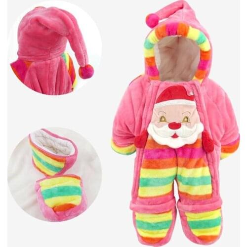 2017 Winter Thick Warm New Baby Boy Girl Rompers Unisex Newborn Infant Long Sleeve Hooded Climbing Clothes 0-1 Years Old Outwear