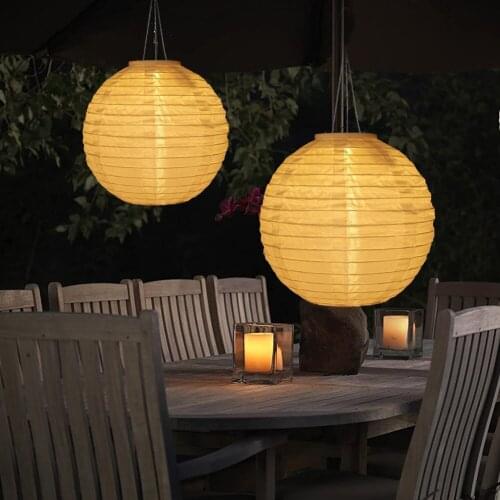 Round Solar Lantern Waterproof Nylon LED Hanging Lights Holiday Lamp Ornaments New Year Garden Tree Decoration