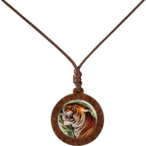Handmade Dinosaur Rhinoceros Owl Frog Picture Wooden Dome Glass Necklaces Pendants For Women Fashion Jewelry