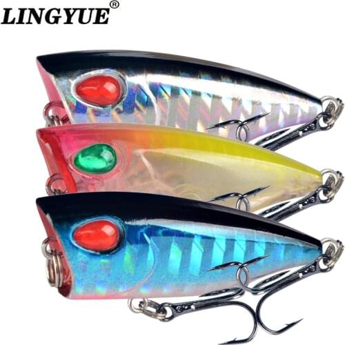 LINGYUE New Arrivals 1pcs Small Poper Hard Bait Topwater Fishing Lures 4cm/3.6g Crankbaits 2 Treble Hooks Fishing Tackle Pesca