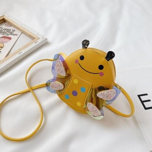 Cute Kids Cartoon Crossbody Bag Small Size Multipurpose PU Leather Zipper Shoulder Bag Yellow/Red/Green/Blue/Pink