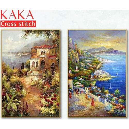Cross stitch kits,Embroidery needlework sets with printed pattern,11CT-canvas for Home Decor Painting,Landscape Full NCKS086