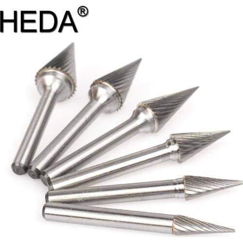 6mm-16mm M-Series 6Pcs Set Tungsten Carbide Burr Bit Rat-Tail Rotary File Engraving Tool Heads For Grinding Metal Wood Carving