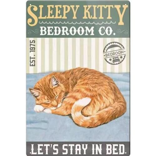 Kegill Easter Cat Tin Signs Wall Decor Funny Decoration for Home Kitchen Bar Room Garage Vintage Retro Metal Signs 12"x8" Inch