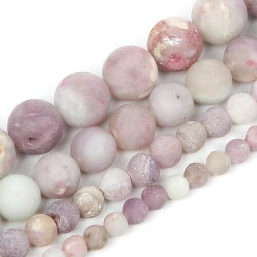 Wholesale 4-12mm Natural Stone Bead Loose Round Frosted Lilac Stone Bead For Jewelry Making DIY Charm Bracelet Necklace Handmade