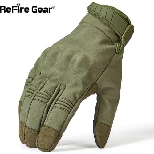 ReFire Gear Army Combat Camouflage Gloves Men Full Finger Tactical Gloves SWAT Soldiers Paintball Airsoft Shoot Military Gloves
