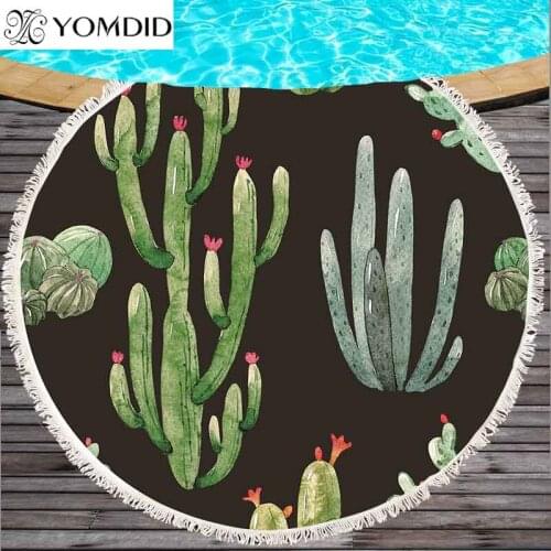 Cactus Printing Beach Towel Pineapple Summer Round Towel Tassel Tapestry Yoga Mat Microfiber Bohemia Blanket Bath Towel 150cm