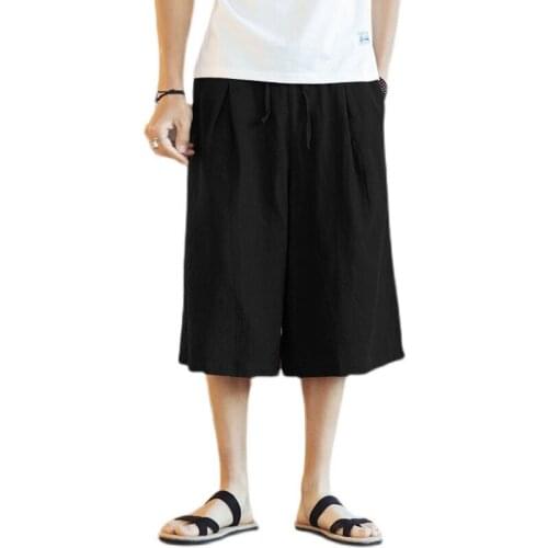 Retro Beach Summer Wide Leg Harem Pants 2021 Men Look Thin Loose Trousers Chinese Casual Pants Cropped Streetwear Sweatpants