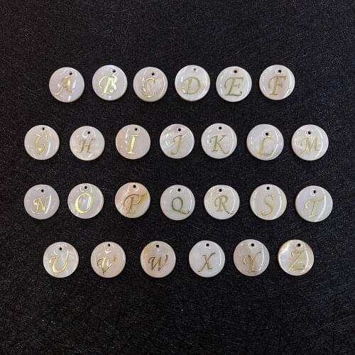Natural Freshwater Shell Round Letter Pendant Fashion Jewelry Making Components Accessories Exquisite Gift Necklaces Wholesale