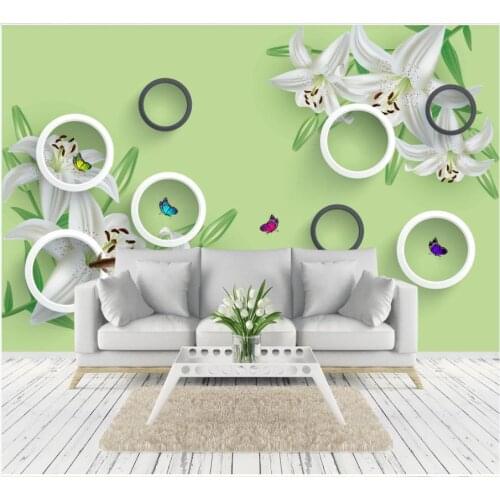 Custom photo wallpaper 3d mural wallpaper for walls 3d Beautiful flower mural pastoral style 3D circle TV background wall papers