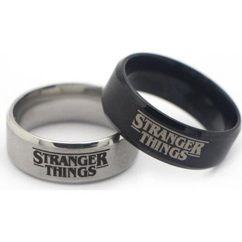 Popualr Stranger Things TV Ring Stainless Steel Rings for Women Men Party Fashion Black silver color Rings Jewelry Unisex