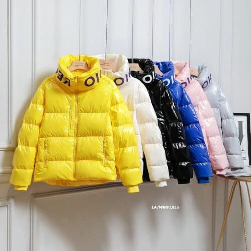 2020 New 6 colors glossy Short Winter down coat Women White Duck Down Jacket Loose Thick Stand-up Collar waterproof outwear Y236