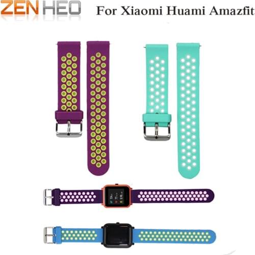 ZENHEO Silicone Dual Color Breathable Replacement Watchband Bracelet Wrist Band Strap for Xiaomi Huami Amazfit Bip Youth Watch