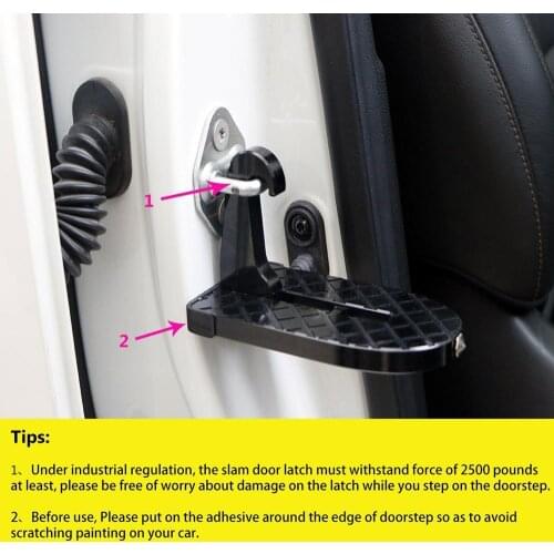 Foldable Car Assist Pedal Easy Access to Car Roof Vehicle Hooked Slam Latch Doorstep with Safety Hammer Function