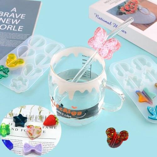 Straw Toppers Silicone Mold Flower Butterfly Shape Beach Party Decor Straw Epoxy Resin Mould For DIY Craft Jewelry Making Tools