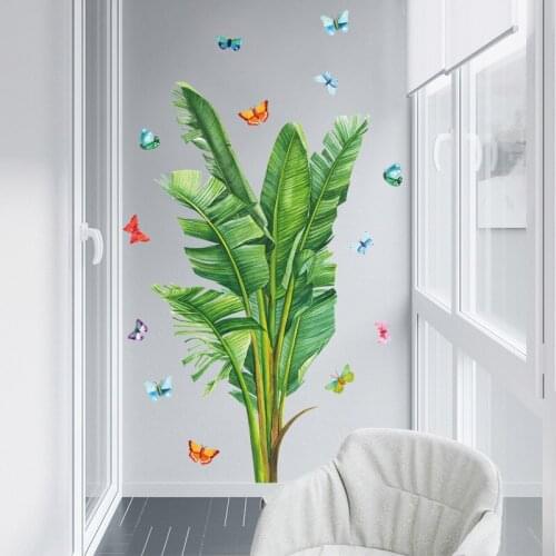 Tropical Green Plant Wall Stickers Living Room Decoration Aesthetic Warm Bedroom Corridor Backdrop Decal Nordic Style Mural Art