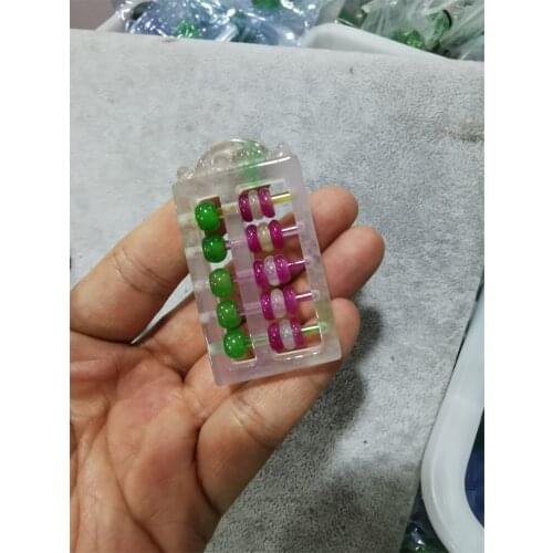 Koraba S925 Sterling Silver Natural Green purple abacus Jade Jadeite Pendant Chain Gemstone Necklace Women Luxury Jewelry