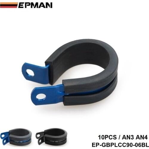 10PCS x AN3 AN4 9.5mm I.D BLUE/BLACK Aluminium Rubber Lined Cushioned P Clamp / Clip EP-GBPLCC90-06