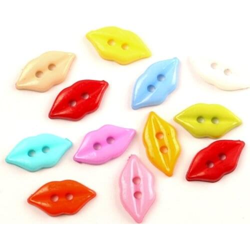 100Pcs Mixed Acrylic Lips Sewing Buttons For Clothes Scrapbooking Decorative Needlework Botone Handicraft DIY Accessories