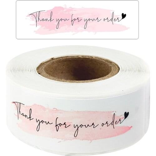 120 Pcs Thank You for Your Order Stickers Roll Pink Business Thank You Stickers for Shipping Bags, Packaging,Gift Sealing Labels