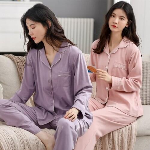 2020 Autumn Winter 100% Cotton Long Sleeve Pajama Sets for Women Sleepwear Suit Pyjamas Loungewear Homewear Pijama Mujer Clothes