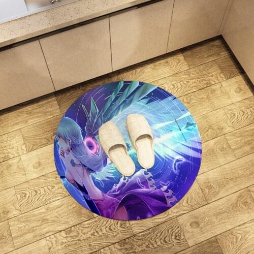2D Comics Round Floor Mat Print Animation Girls Area Rugs Large Home Living Room Bedroom Bathroom Decorate Carpet Can Customized