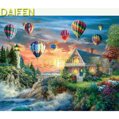 5D DIY Diamond painting Cross stitch Full Round Diamond embroidery Full Square Diamond mosaic seaside house cliff balloon
