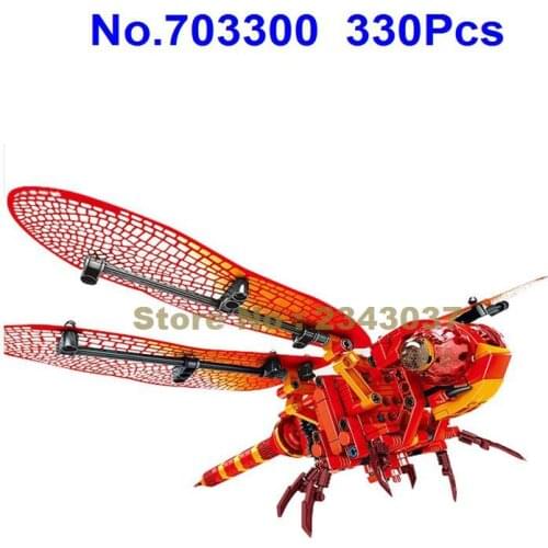 703300 330pcs Wasp Bionics Insect Animals Dragonfly Red Hornets Building Blocks Toy