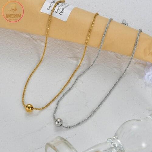 Akizoom Fashion Necklace Simple Golden Ball Collarbone Chain Elegant Chain Clavicle Choker Necklaces for Women Jewelry