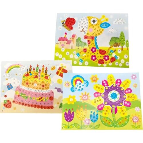Besegad 3 Set Children Kid Drawing DIY Gif Rhinestone Painting Sticker Mosaic Puzzle Toys Art Craft Educational Toy Random Style
