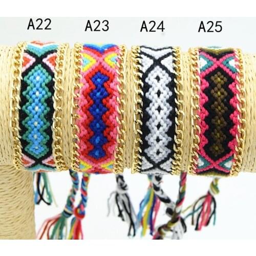 Friendship Bracelet Handmade Charm Woven Rope String Hippy Boho Embroidery Cotton Friendship Bracelets Summer Bracelet