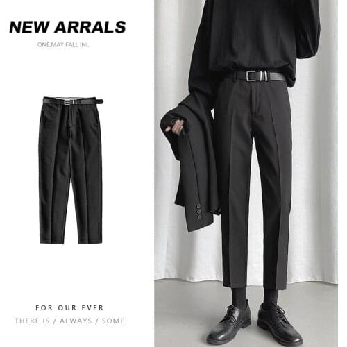Korean Suit Pants Men Slim Fashion Solid Plus Size Business Society Male Spring Autumn Streetwear Wild Casual Straight Pantalon